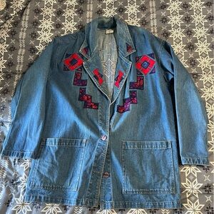 Western print women’s jean jacket, blazer